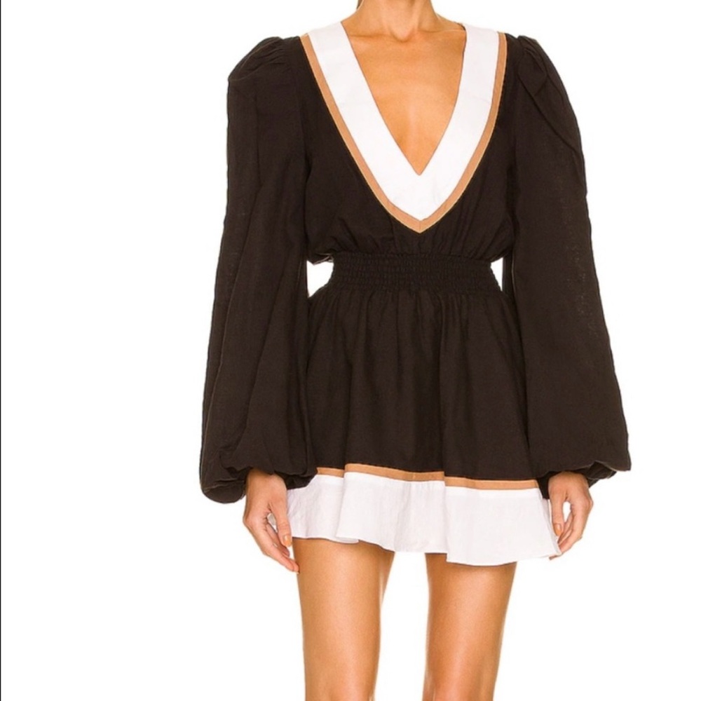 Caroline Constas Black and White Babydoll Mini Dress - Picture 2 of 3